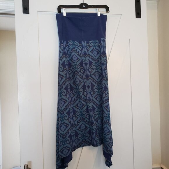 FRESH PRODUCE Blue Ikat Surfside Print Moonlight Blue Maxi Skirt, Size Small - Picture 2 of 12